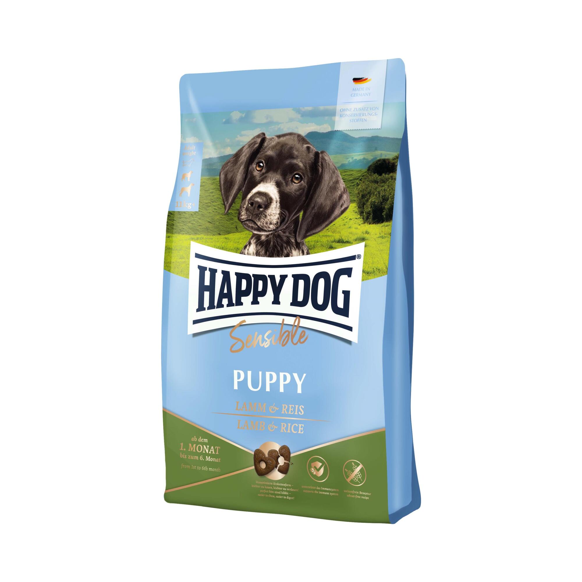 mild Skrøbelig Hassy Køb Happy Dog Sensible Puppy Lamb & Rice til din hund | Tinybuddy